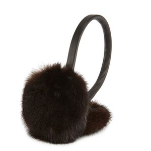 Brooks Brothers Woman’s Leather Band Mink Earmuffs